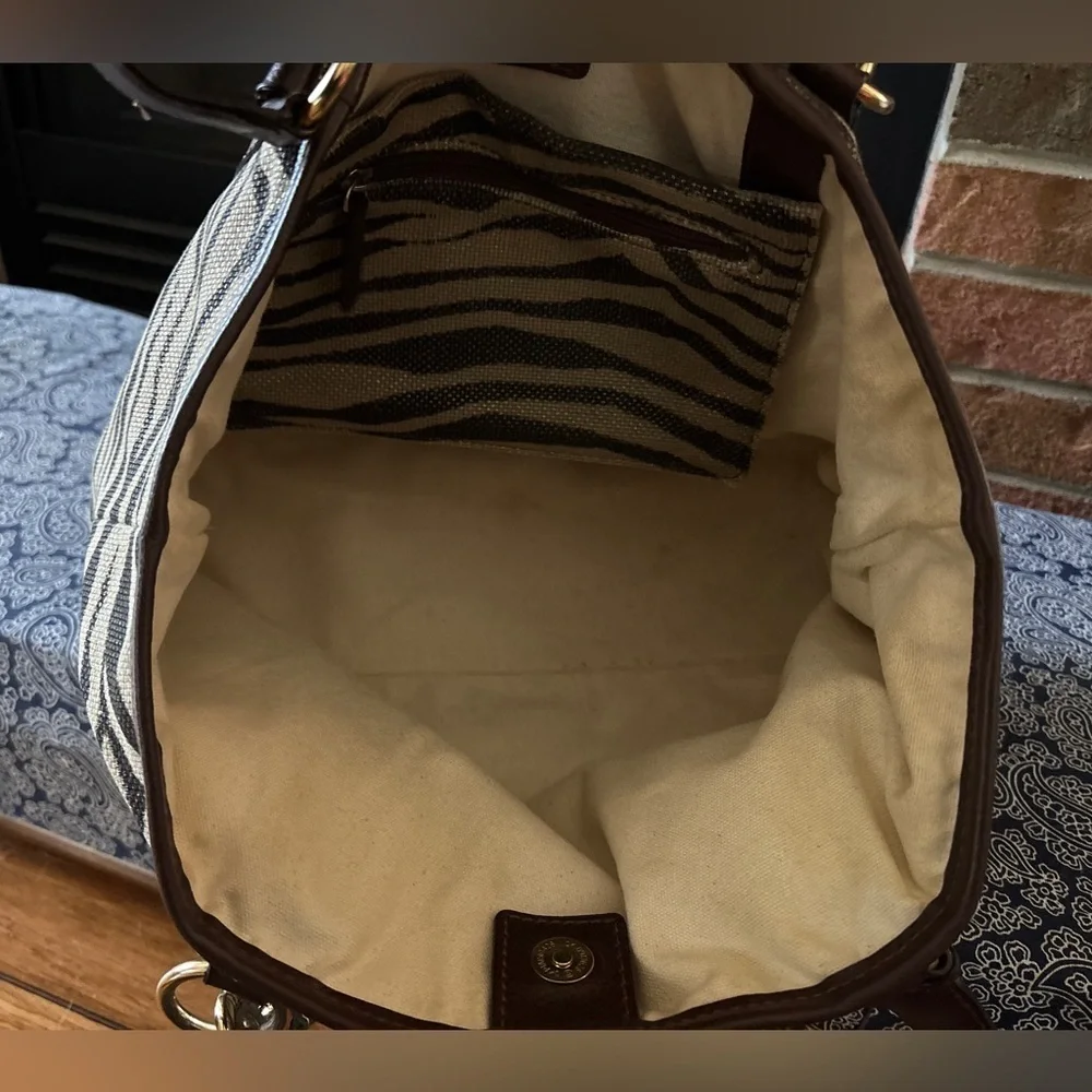 MICHAEL KORS Large Zebra Print Tote Bag w/ Detachable Wristlet | Snap Closure
